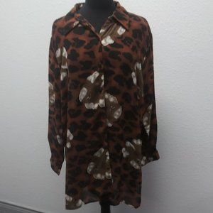 Kamal Sheer Animal Print Blouse